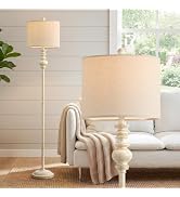 BOBOMOMO 64.25" Farmhouse Floor Lamp for Living Room, Tall Antique White Standing Lamp with Gold ...