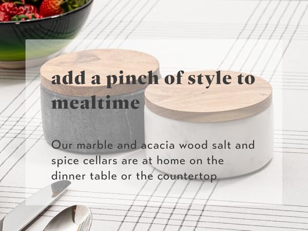 salt and pepper bowls on kitchen counter