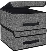 Onlyeasy Foldable Storage Bins Cubes Boxes with Lid - Storage Box Cube Cubby Basket Closet Organi...