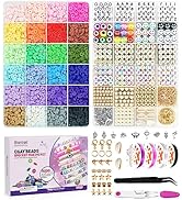Gionlion Clay Beads Bracelet Making Kit, Pack 2 Boxes Preppy Letter Spacer Beads and Charms Kit f...