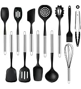 12PCS Kitchen Utensil Set, Silicone Cooking Tools with Stainless Steel Handle, BPA Free Spatula S...