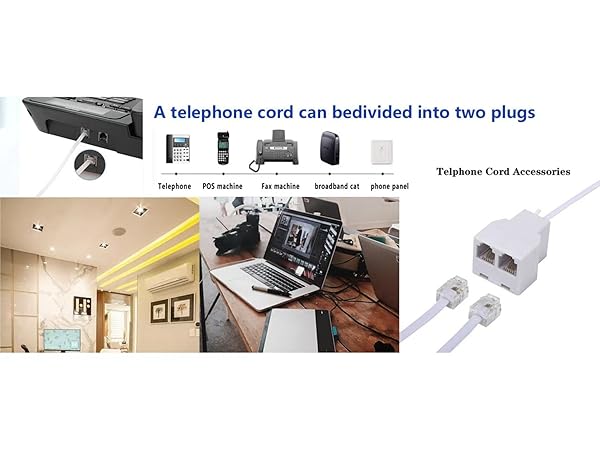 Phone Line Splitter,Telephone Splitter,with RJ11 6P4C Plugs