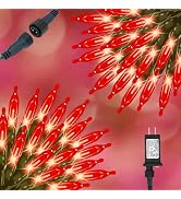 ILLUMINEW Red Holiday String Lights, 98ft 2 Pack 150 Count Plug-in Fairy Lights Indoor Outdoor fo...
