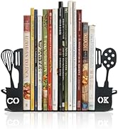 ENCIMART Metal Book Ends for Shelves, Kitchen Bookends Home Decorative Bookends for Heavy Books, ...