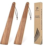Wooden Spatula for Cooking, Wood Stick Spurtle Spatula Set, 12? Teak Acacia Flat Turner & Flipper...
