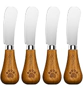 Mlurcu Stainless Steel Vertical Knife Set, 4 PCS Acacia Wood Handle Charcuterie Accessories for B...