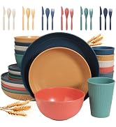 Wheat Straw Dinnerware Sets for 6 (42pcs), SGAOFIEE Unbreakable Dinnerware Set, Kitchen Plates an...