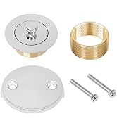 100% Brass Lift and Turn Bathtub Drain Set w/Overflow Plate - Drain Conversion Kit - Fits All Bat...