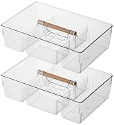 BasedFloor 2 pack Large Plastic Portable Caddy with Handle, Storage Organizer Bin for Art Supplie...