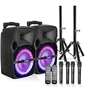5 CORE TWS Pair Bluetooth Party Speakers Portable Karaoke PA System Rechargeable Loud Speaker + 2...
