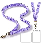 POPLOPP Scrunchie Lanyard with ID Badges Holder for Women, Stretchy Lanyards for Teachers, Cute N...