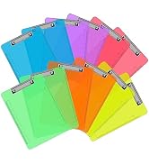 Plastic Clipboards, PANDRI 12 Pack Clear Colored Clipboards, Low Profile Clip Board 12.5 x 9 Inch...