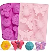 Sakolla Insect Silicone Molds Soap 2pcs 6-Cavity Dragonfly Butterfly Ladybug Shape Silicone Molds...