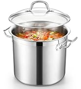 E-far 20 Quart Tri-Ply Stock Pot with Lid, Induction Stainless Steel Pot | Heavy Duty Cooking Pot...