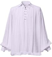 GRACEART Pirate Shirt Men Vampire Renaissance Shirts Victorian Ruffled Medieval Costume Cotton Li...