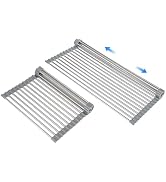 Large Expandable Roll Up Dish Drying Rack, Heat-Resistant Dish Drainer for Stainless Steel Sinks,...