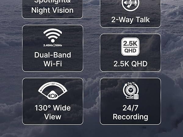 2.5K wireless security camera with color night vision, dual band WiFi and IP65 waterproof