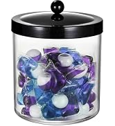Amolliar 50 Oz Apothecary Jar - Clear Container with Stainless Steel Lid, Plastic Jar for Laundry...