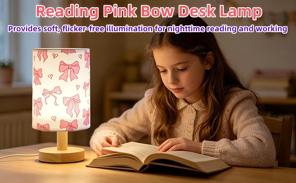 Pink Bow Desk Lamp for Kids