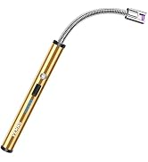 VEHHE Long Lighter, Rechargeable USB Arc Lighter with LED Battery Display Flexible Neck Lighters ...