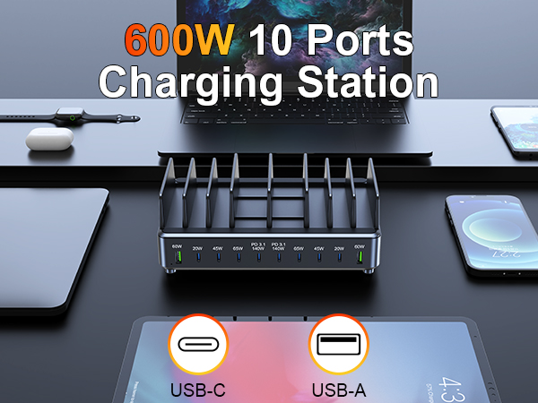 600W 10-Ports Charging Station