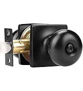 GOBEKOR 1 Pack Privacy Door Knobs Interior Keyless Square Door Knobs Matte Black Stainless Steel ...