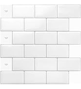 Art3d Premium 10-Sheet Peel and Stick Tile Backsplash - 12"x12" for Kitchen , Bright White