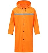 ProHydra Mens Long Safety Rain Coats with Air Vents Reflective Stripes Waterproof Packable Rain J...