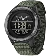 Gosasa Men's Digital Sports Watch with Velcro Buckle, Military Style Nylon Strap, Waterproof 5ATM...