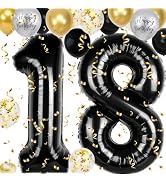 18th Birthday Decorations for Boys, 40 inch 18 Balloon Numbers, 18 pcs 12 inch 18th Birthday Deco...