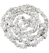 HAAMIIQII 5-8mm Natural White Howlite Chips Beads Irregular Chip Stones Loose Gemstone Beads for ...