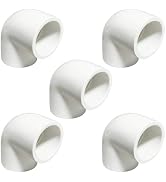 HayEastdor 5PCS 1 Inch White PVC 90 Degree Elbow Adapter Pipe Fittings 2 Way Right Angle Pipe Cor...