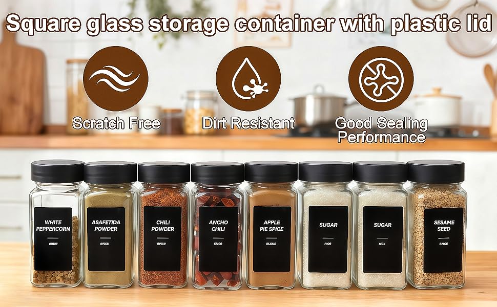 Black spice jars with label 16 (New)