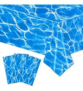 Kesfey 3 Packs Ocean Wave Tablecloths 54 x 108 Inch Water Print Table Cover Splashproof Plastic O...