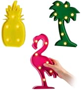 3pcs Large Hawaiian Party Decorations Lights - Flamingo/Palm Tree/Pineapple LED Lamps for Summer ...