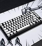 Retro PBT Keycaps - Japanese Manga Keycaps Set, 141 Keys Cherry Profile Dye-Sub Custom Keycap, Bl...