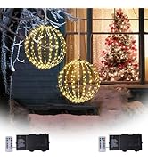Outdoor Christmas Lights Balls, Prelit Ball Battery Operated, 16” Large Globe Christmas Decoratio...