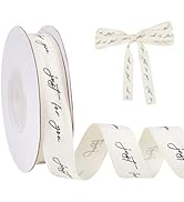 HOBBIESAY 20yards Natural Cotton Ribbon with Words 5/8 Inch Just for You Ribbons Pure White Weddi...