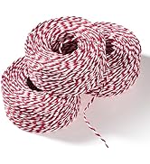Sooez 3 Rolls Raffia Ribbon Twine String, 540 Feet Christmas Wrapping Paper for Crafts, Red and W...