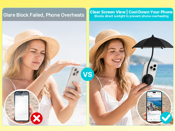 Magnetic Thumb Up Base Phone Umbrella for Sun iphone Gift for Women Men Girls Teen Adults Boy