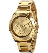 Avaner Men's Gold Watch Analog Quartz Rhinestone Wrist Watch with Stainless Steel Band for Hallow...