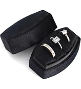 WantGor Velvet Ring Box, 3 Slots Jewelry Ring Gift Boxs Three Rings Holder Box Vintage Ring Displ...