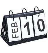 KENJIEY Standing Metal Flip Desk Calendar,Perpetual Desk Date Calendars With Large Display,Daily ...