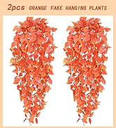 BLEUM CADE Fake Hanging Plants, 2pcs Artificial Hanging Plant, Faux Orange Vines Hanging Plant fo...