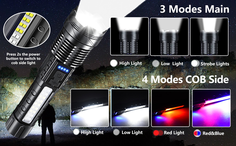 LED Rechargeable Flashlights High Lumens