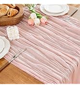 HOMEBROS Cheesecloth Table Runner, 10 Ft Boho Rustic Gauze Table Runner Sheer Wrinkled for Center...