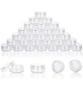 3 Gram Sample Containers with Lids, 50 Count Clear Sample Jars, Empty Lip Balm Containers, Mini C...