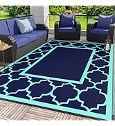 GENIMO 5 ' x 8 ' Outdoor Rug for Patio, Waterproof Indoor Outdoor Plastic Straw Rugs Carpet, Reve...