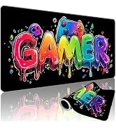 ModrnGld XXXL Gaming Mouse Pad 35.4 x 15.7 Inch, Large Mousepad with Gamer Design, Water-Resistan...