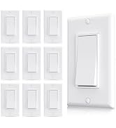 AIDA Single Pole Rocker Decorator Light Switch, 15 Amp Self-grounding Electrical Light Switches, ...